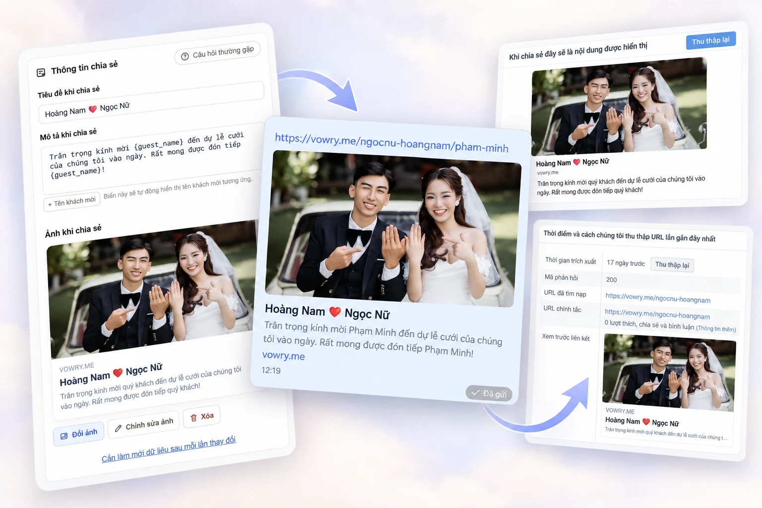 Cách đổi ảnh chia sẻ thiệp cưới trên Zalo, Messenger