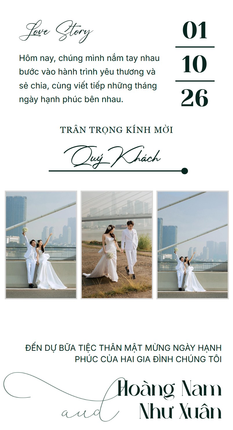 Thiệp cưới mở bằng đường dẫn công khai hiển thị tên mặc định Quý Khách
